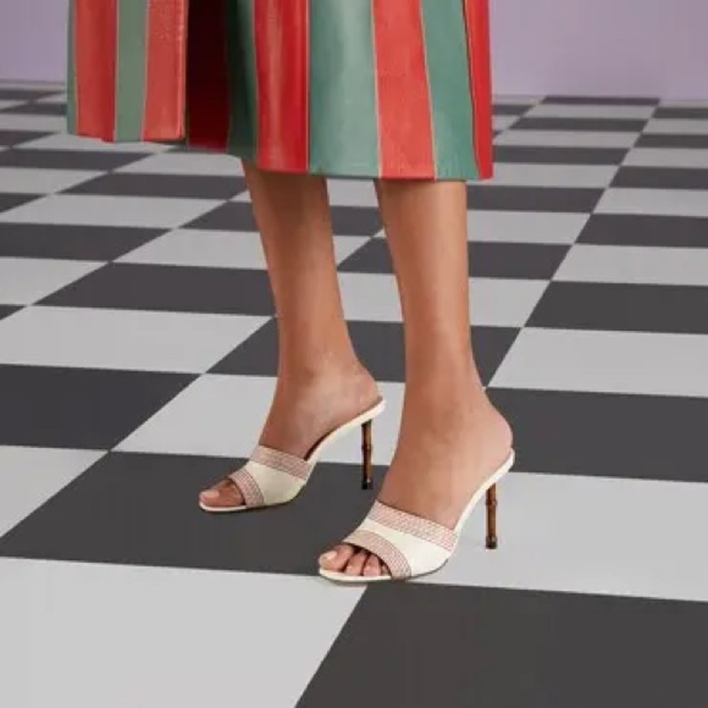 GUCCI Slide Sandal With Bamboo Heel Leather - Picture 2 of 5